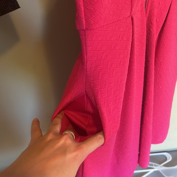 Pink fit n flare dress with pockets - Picture 5 of 6